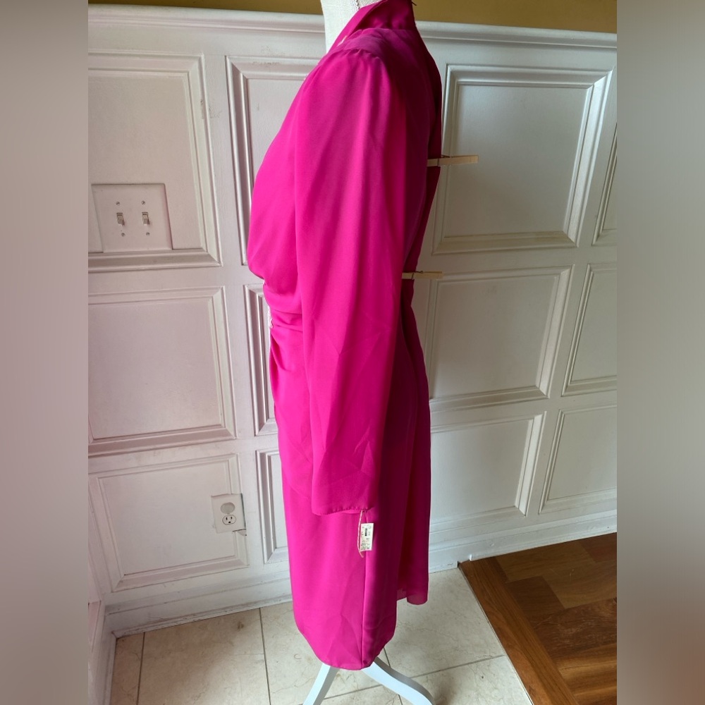 ❌SOLD❌ NWT VTG JUSTIN DAVID HOT PINK BEADED SEQUINED GOWN DRESS 70’S 80SIZE 14 - Picture 6 of 13